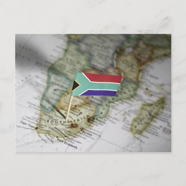 Drapeau sud-africain sur la carte (Devant)
