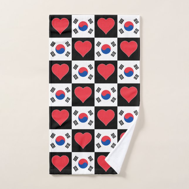 Drapeau sud-coréen et coeur Motif coréen fierté (Serviette à main)