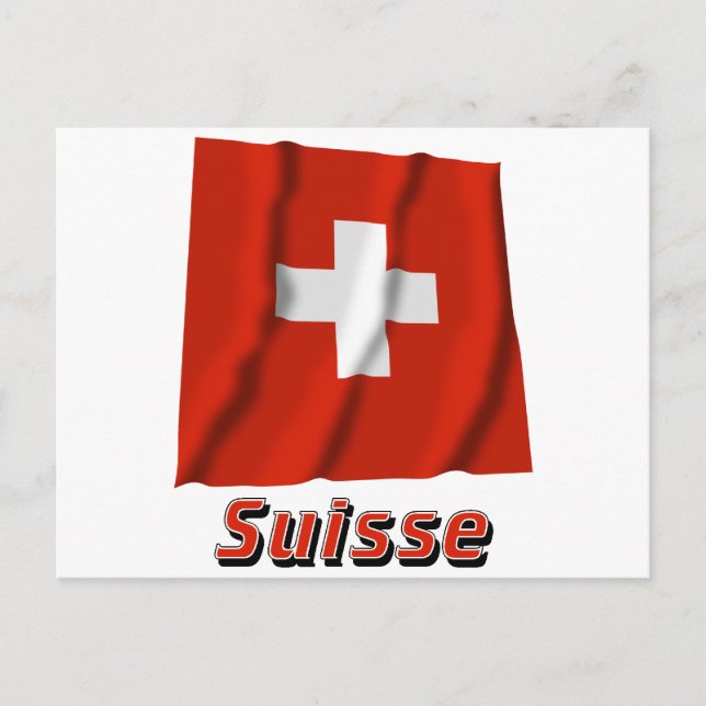 Drapeau Suisse avec le nom en français Postkarte (Vorderseite)