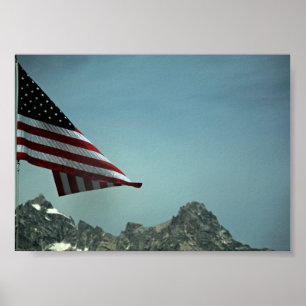 Drapeau sur impression de Teton