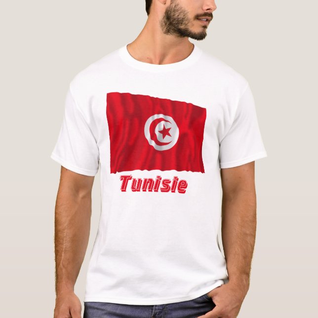 Drapeau Tunisie Avec le Nom en français T-Shirt (Vorderseite)