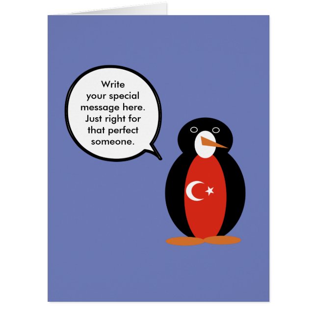 Drapeau turc Parlant Mme Penguin Grande carte de v (Devant)