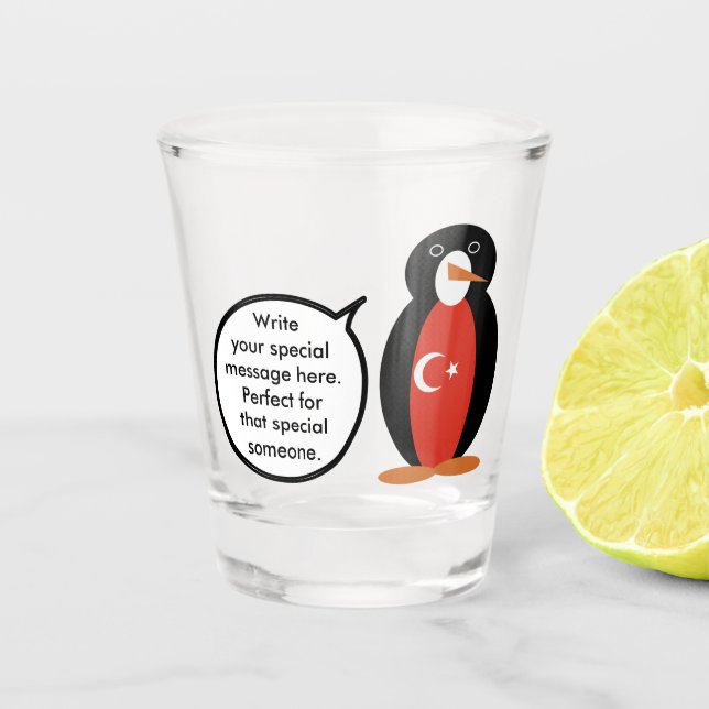 Drapeau Turc Parlant Mme Penguin Verre Tiré (Devant)