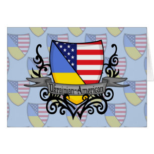 Drapeau Ukrainien-Américain de bouclier