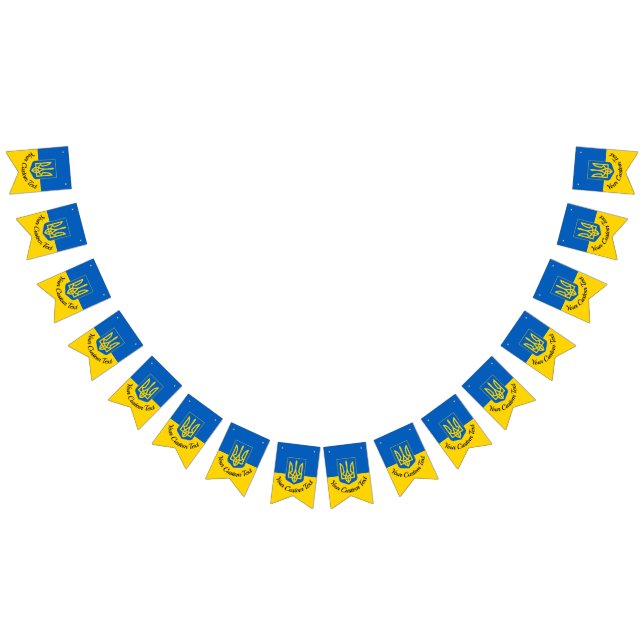 Drapeau ukrainien avec blason et texte personnalis (Tout)
