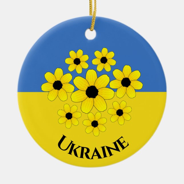 Drapeau ukrainien Design ornement en céramique (Devant)