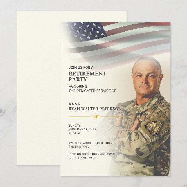 Drapeau USA | Invitation photo personnalisée (Devant / Derrière)
