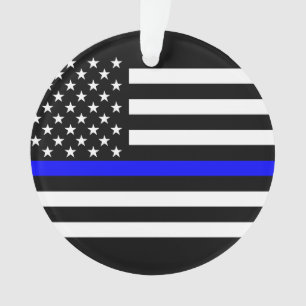 Drapeau USA Noir et blanc Ligne Bleue fine