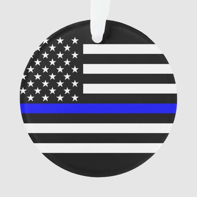 Drapeau USA Noir et blanc Ligne Bleue fine (devant)