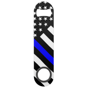 Drapeau USA Noir et blanc Ligne Bleue fine