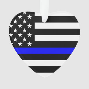Drapeau USA Noir et blanc Ligne Bleue fine