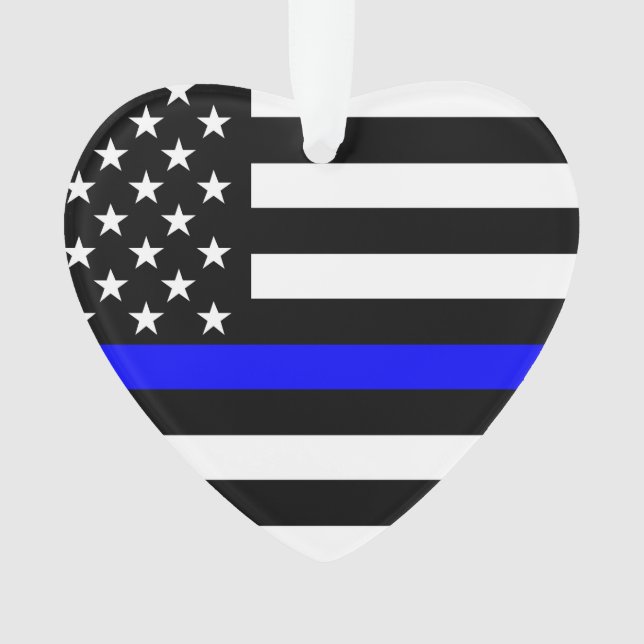 Drapeau USA Noir et blanc Ligne Bleue fine (devant)
