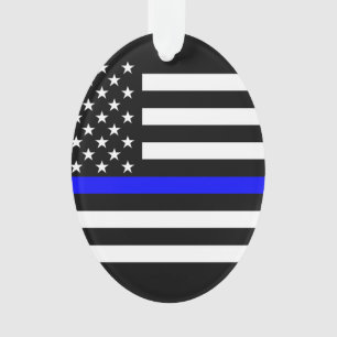 Drapeau USA Noir et blanc Ligne Bleue fine