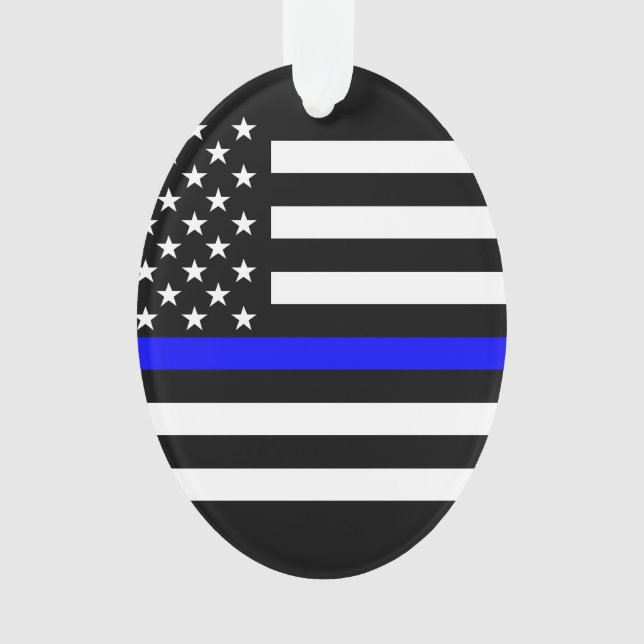 Drapeau USA Noir et blanc Ligne Bleue fine (devant)