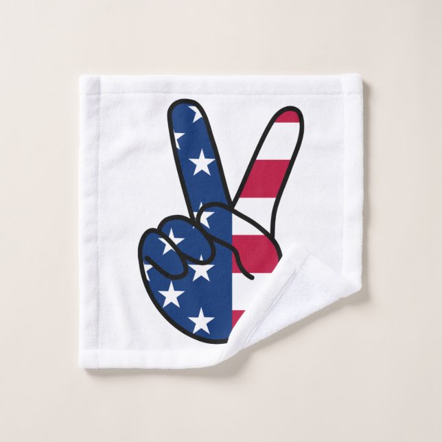 Drapeau USA Signe V (Gant de toilette)