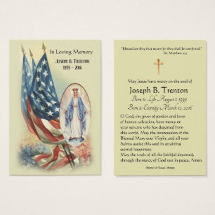 Drapeau Vierge Marie Funérailles Carte Sainte