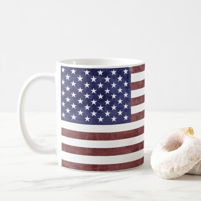 Drapeau vintage américain café Mug (Avec donut)