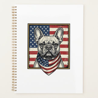 Drapeau vintage de Bulldog français patriotique