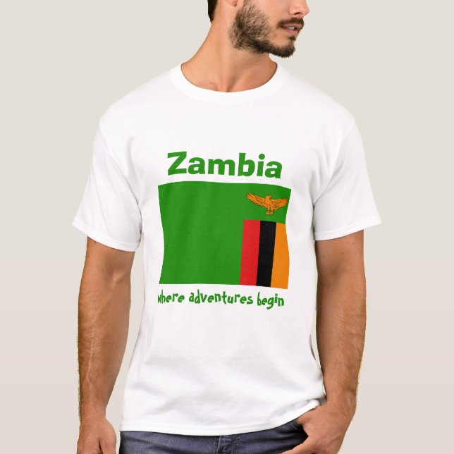 Drapeau Zambie + Carte + T-shirt Texte (Devant)