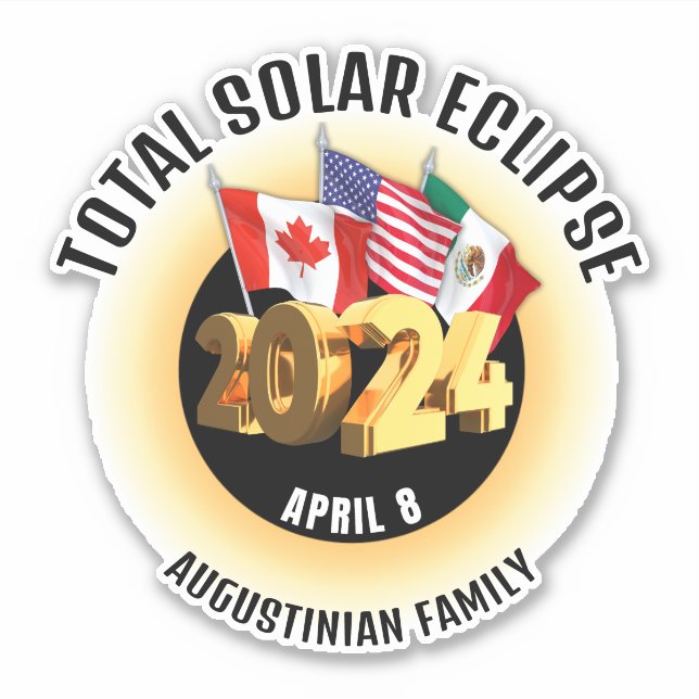 Drapeaux 2024 TOTAL SOLAR ECLIPSE Family Sticker (Devant)