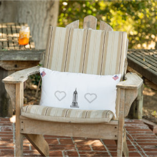 Drapeaux, Coeurs et Empire State Building Coussin