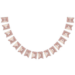 Drapeaux de Bunting Anniversaire Rose Blush Partie
