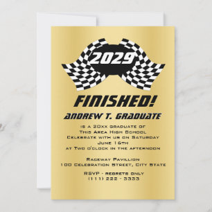 Drapeaux de course terminés Graduation Invitation