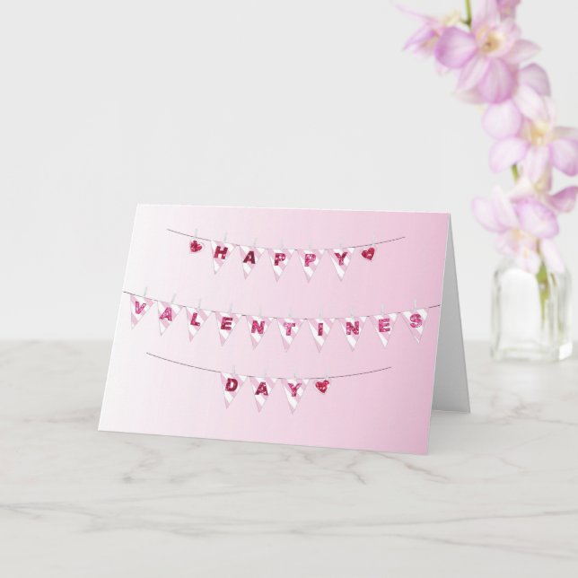 Drapeaux de la Saint-Valentin - Carte de voeux pli (Orchidée)