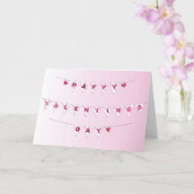 Drapeaux de la Saint-Valentin - Carte de voeux pli