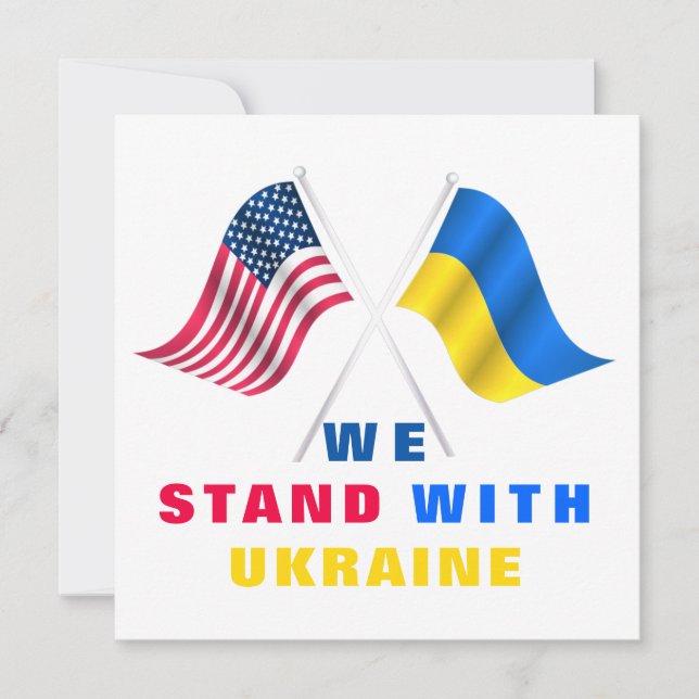 Drapeaux des USA et de l'Ukraine Soutien Carte Ukr (Devant)
