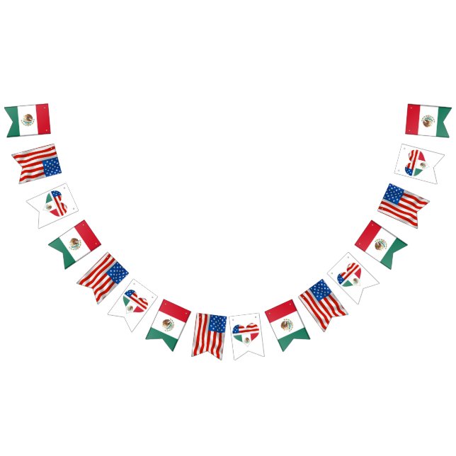 Drapeaux et coeurs mexicains et américains mariage (Tout)