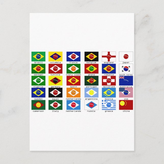 drapeaux pour la coupe du monde au brésil postkarte (Vorderseite)