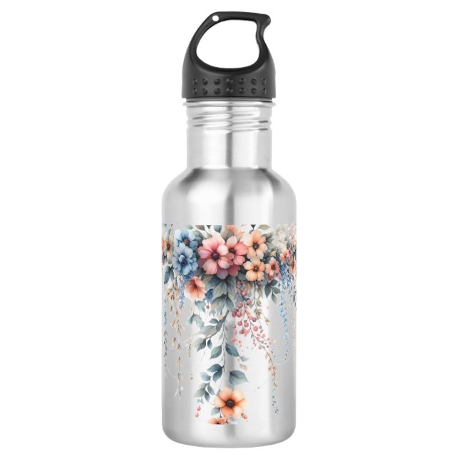 Draped Floral Elegance Edelstahlflasche (Vorderseite)