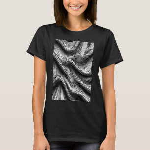 Drapierter Fluss - Geplisseter Stoff mit schwarzen T-Shirt