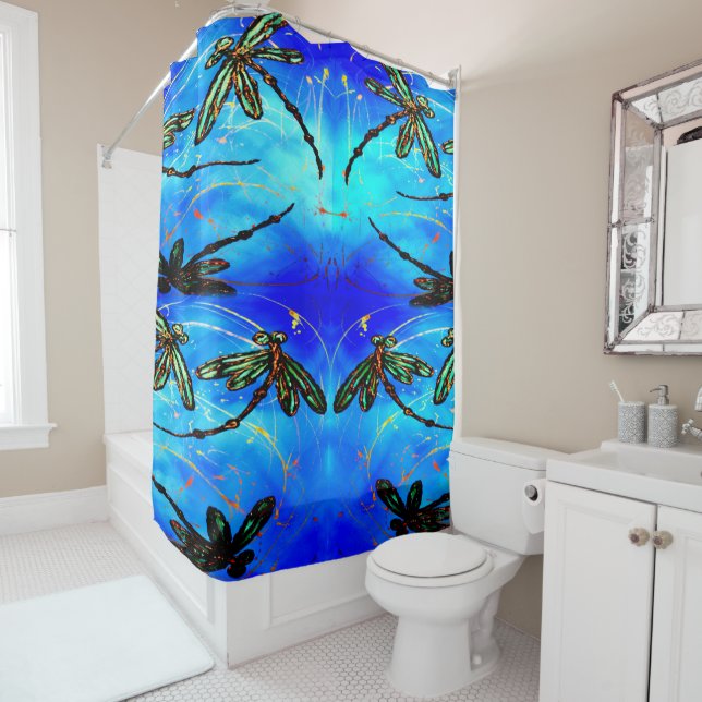 Draquelly Flit Electric Blue Duschvorhang (Beispiel)