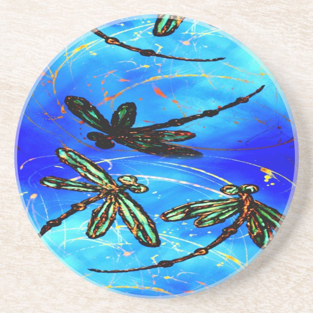 Draquelly Flit Electric Blue Sandstein Untersetzer (Vorne)
