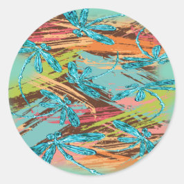 Draquelly Turquoise Splash Runder Aufkleber