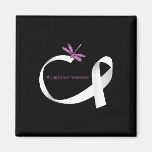 Draquelly White Ribbon Lung Cancer Awareness Magnet