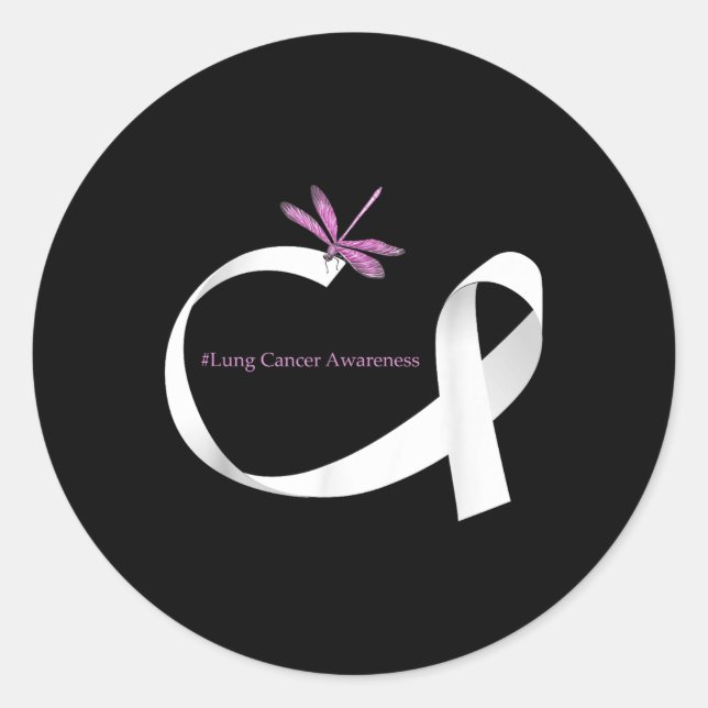 Draquelly White Ribbon Lung Cancer Awareness Runder Aufkleber (Vorderseite)