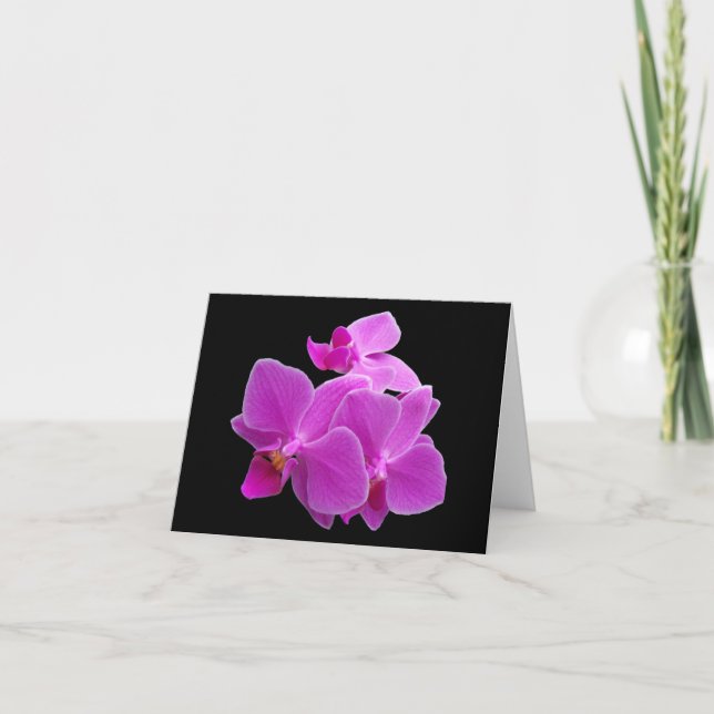 Drastische lila Orchideen auf einem Schwarzen Karte (Vorderseite)