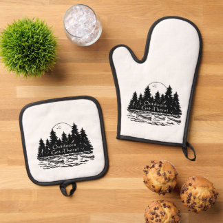 Draußen kommen Sie dorthin! Kanus Ofenhandschuh & Topflappen-Set