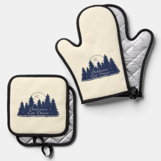 Draußen kommen Sie dorthin! Ofenhandschuh & Topflappen-Set