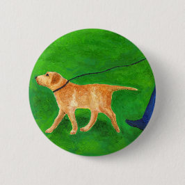 Draußen mit dem Hund spazieren Button