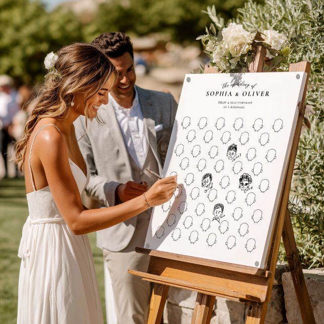 Draw Your Face 50 Guests Book Wedding Fun Poster (Von Creator hochgeladen)