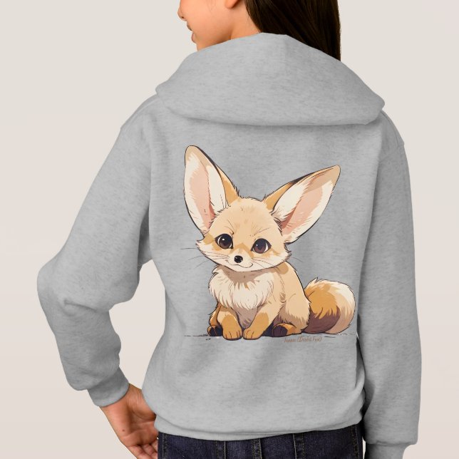 Drawing of a Fennec, Desert Fox, in Cartoon style Hoodie (Rückseite)