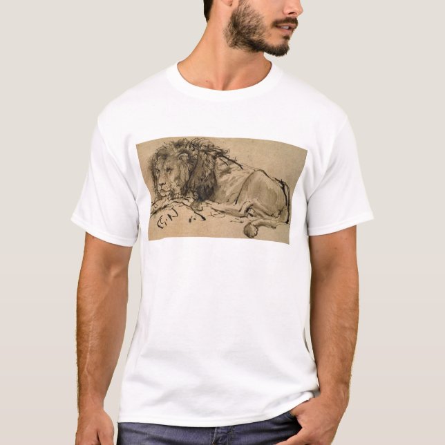Drawing of a lion by Rembrandt van Rijn T-Shirt (Vorderseite)