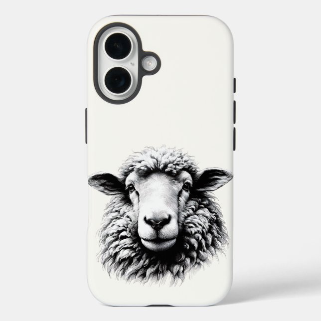 Drawing of a Sheep’s Head iPhone 16 Hülle (Rückseite)