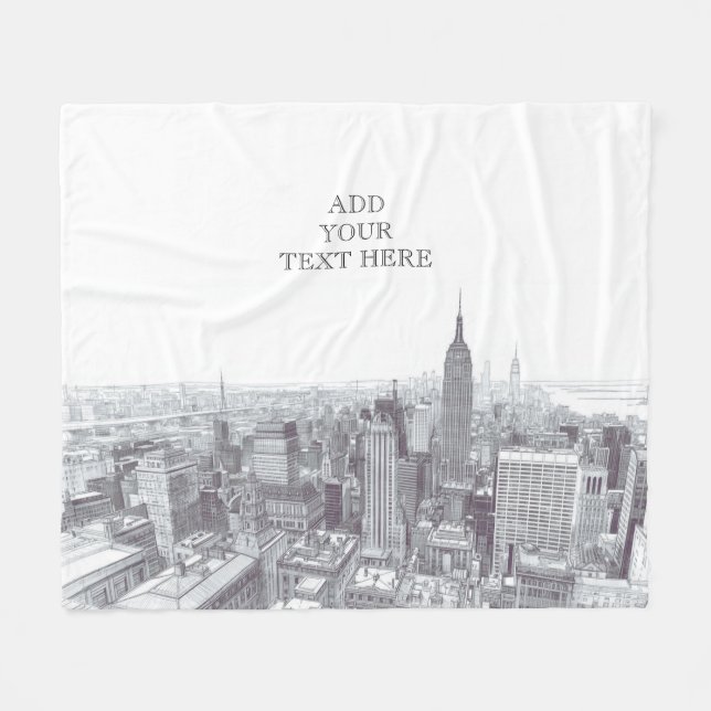 Drawing of New York City Landscape Custom Fleecedecke (Vorderseite (Horizontal))