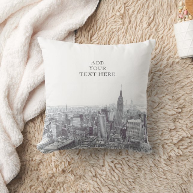 Drawing of New York City Landscape Custom Kissen (Decke)