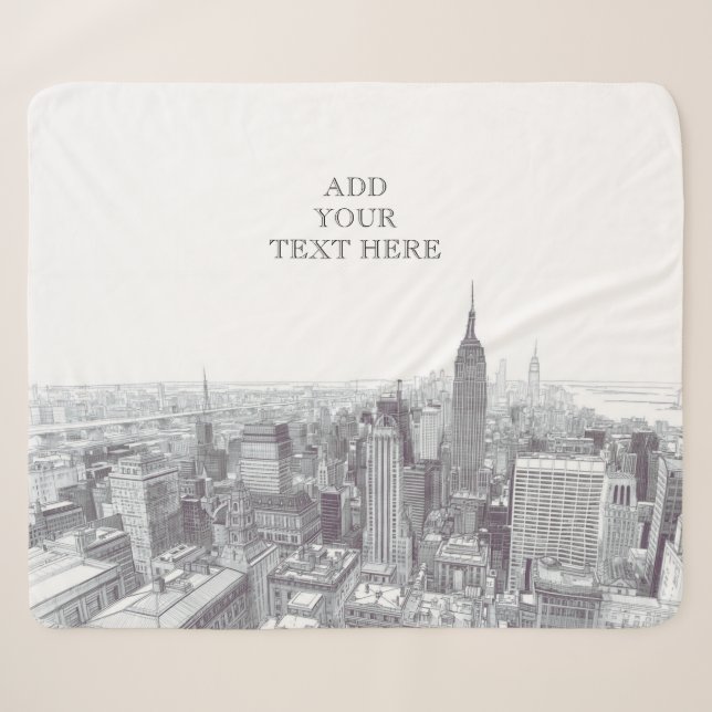 Drawing of New York City Landscape Custom Sherpadecke (Vorderseite (Horizontal))